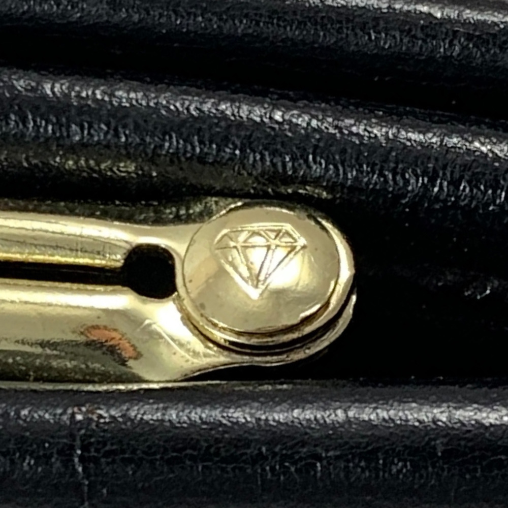1950's black saddle leather gold floral kiss-lock wallet - Picture 3 of 13